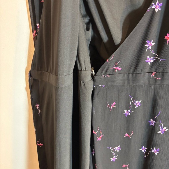 BANANA REPUBLIC Sz 8 Floral Faux Wrap Maxi Dress Ruffle Balloon Sleeve Sheer - Picture 7 of 13